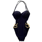 Carizzi Black 'Cocktail' Gold Chain Swimsuit