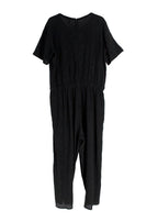 Eileen Fisher Black Woven Plissé Jumpsuit