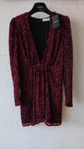 Saint Laurent Red Fil Coupe Plunge Front Silk-Chiffon Dress