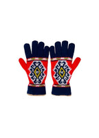 Gucci Fair Isle GG Knit Red & Blue Gloves - Size M