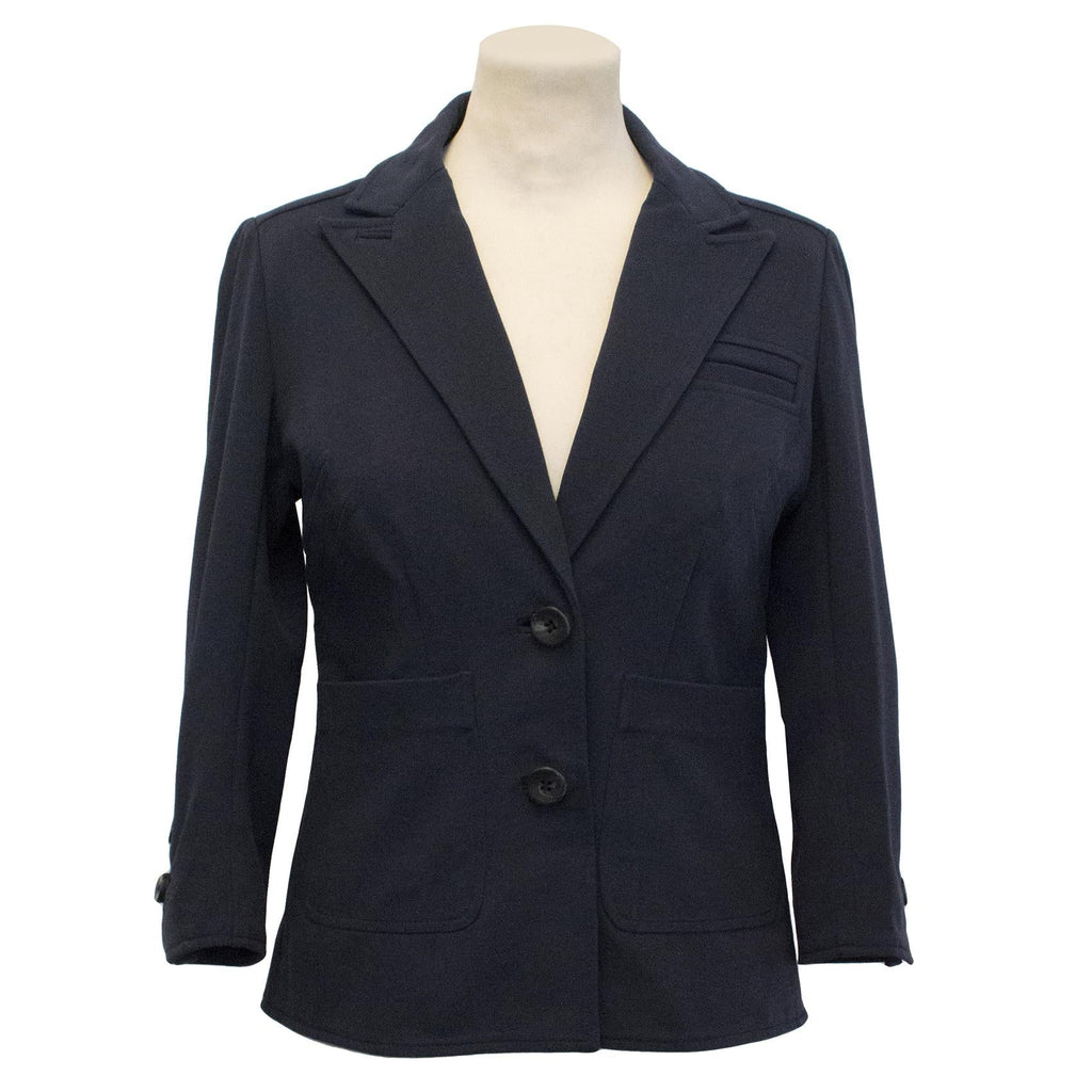 Diane Von Furstenberg Navy  Cropped Sleeve Blazer