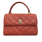 Small Orange Lambskin Trendy CC Flap Bag