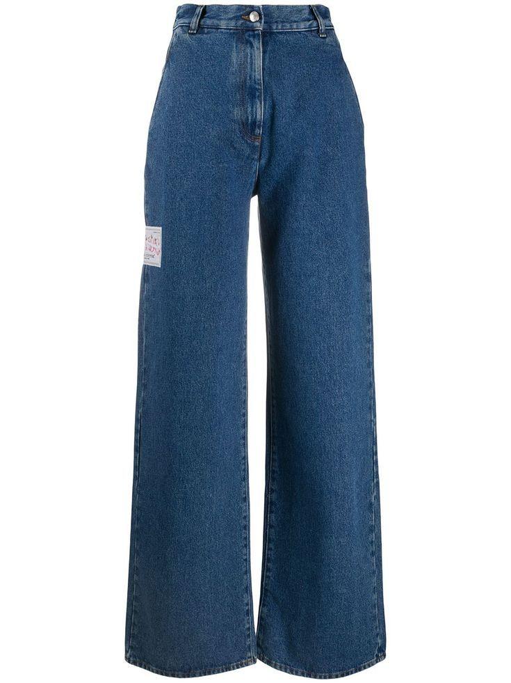 Mid-wash denim wide leg jeans