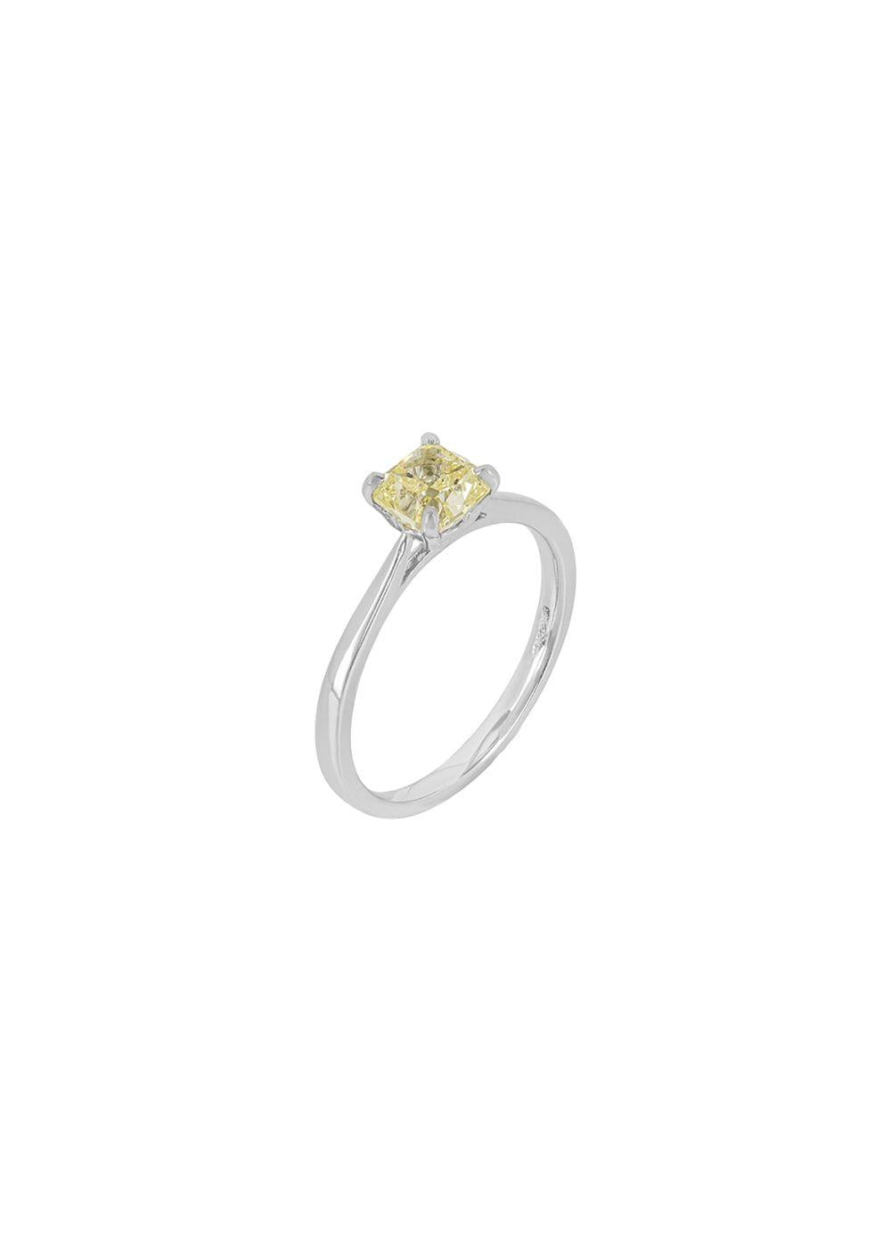platinum & cushion-cut fancy yellow diamond ring 1.03ct 53EU