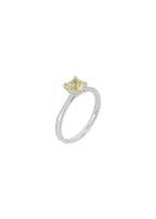 platinum & cushion-cut fancy yellow diamond ring 1.03ct 53EU