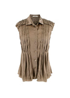 Pleated Silk Sleeveless Top