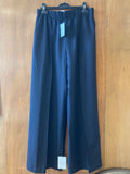 Navy wool crepe tailored trousers