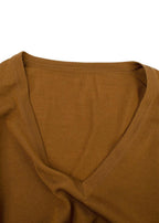 Bespoke Brown Fine Knit V Neck Sweater