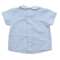 Paz Rodriguez Blue Cotton & Linen Short Sleeve Top