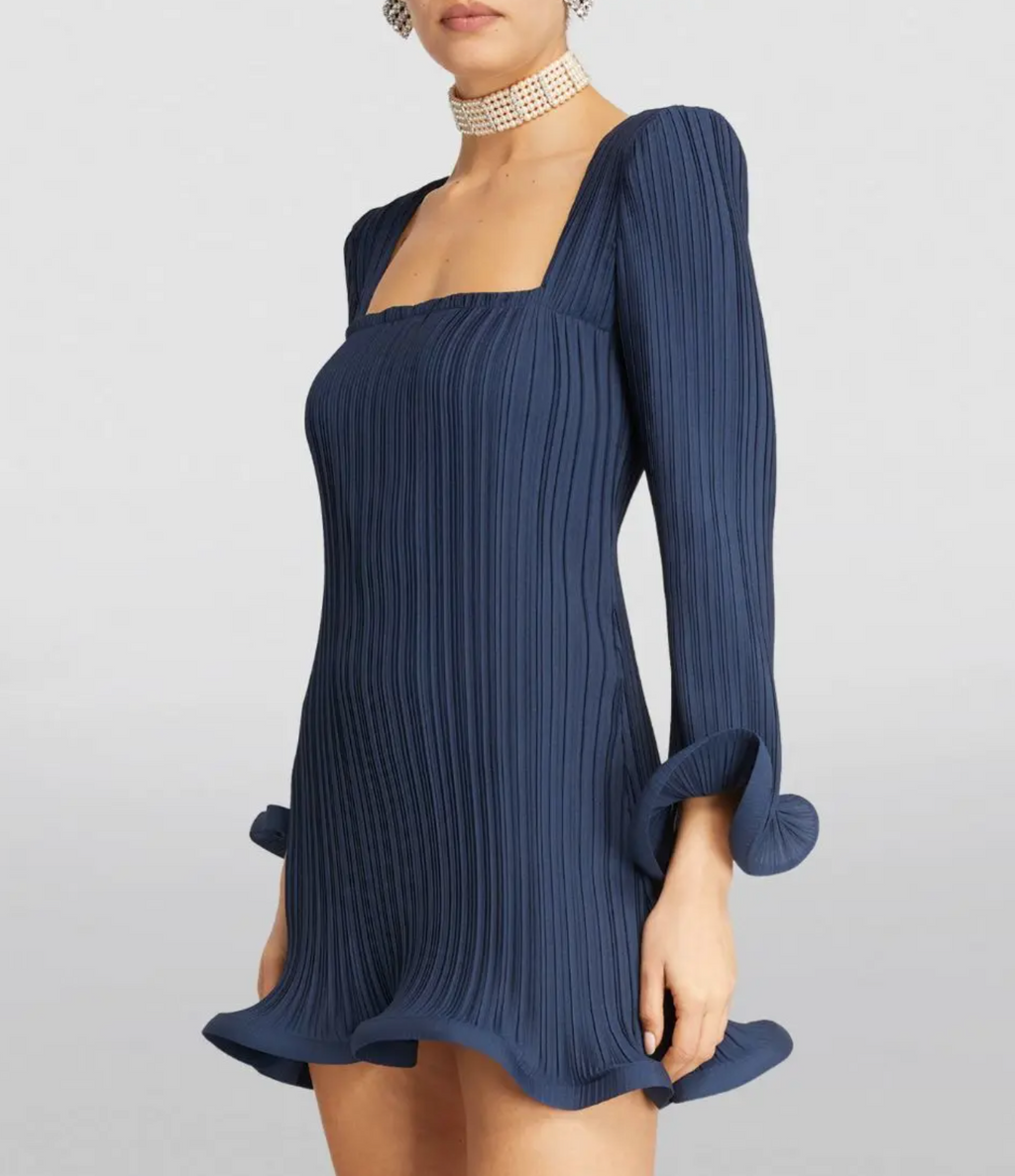 Rowen Rose Georgette Pleated Mini Dress