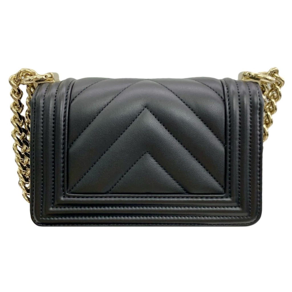Chanel Black Chevron Mini Boy Bag