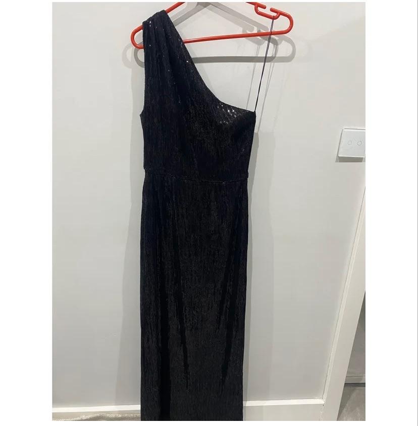 Haney Black Sequin One Shoulder Gown
