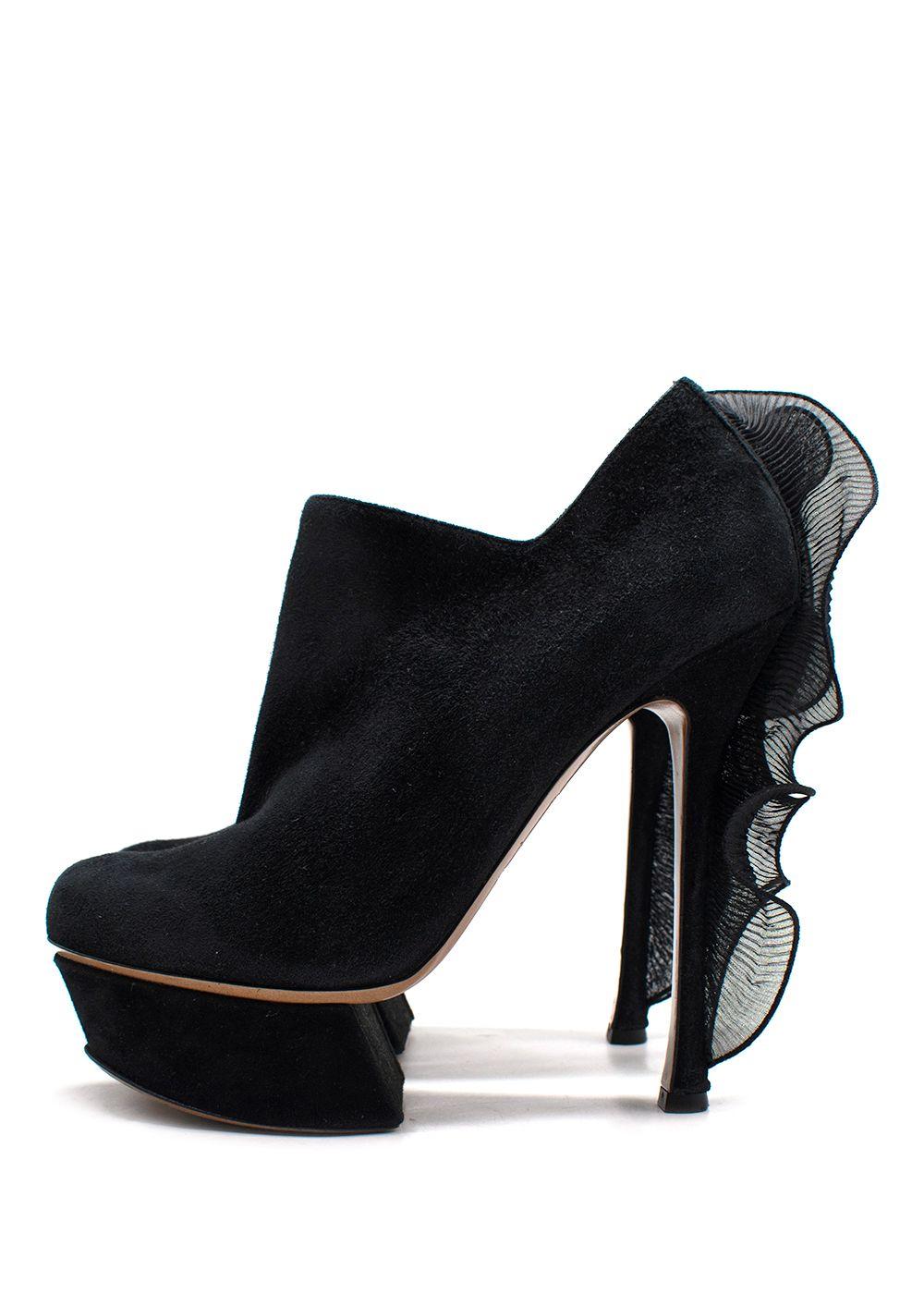 Nicholas Kirkwood black suede platform ankle boot