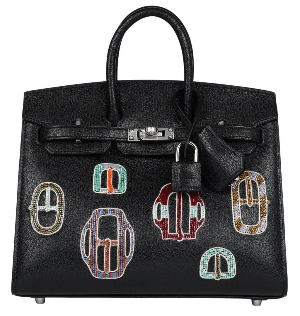 Hermès Birkin 20 Sellier "Bouclerie Moderne Casaque" Chèvre Chamkila Noir with Palladium Hardware