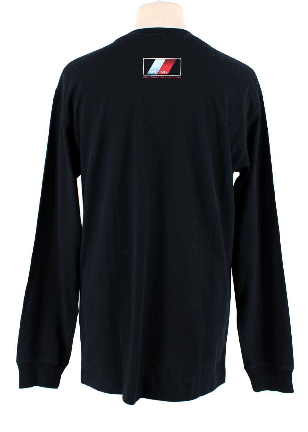 Coloured Logo Printed Black Cotton Long Sleeve T-shirt