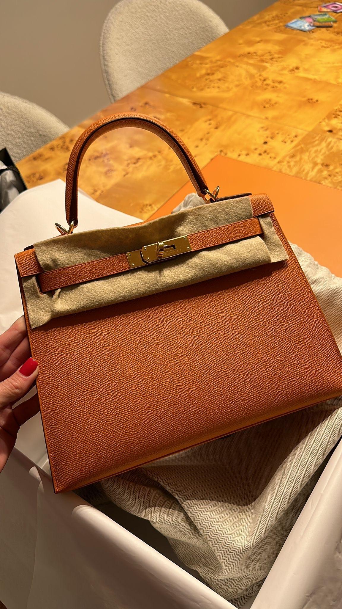Hermes Kelly 28 Sellier in Orange Epsom Leather with Gold Hardware