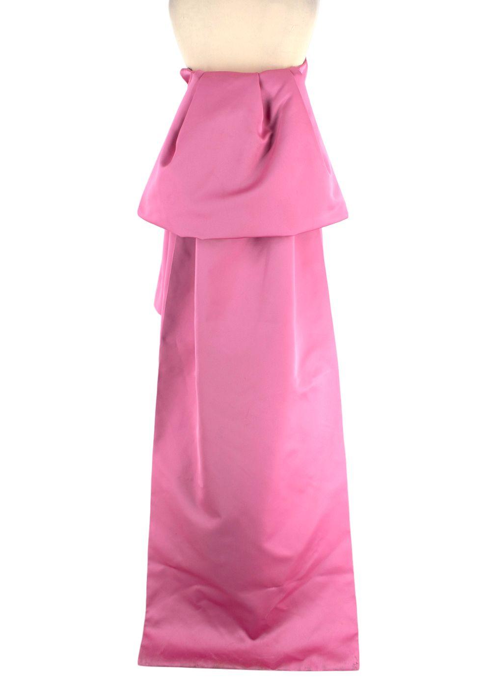 Lanvin Pink Satin Mini Dress with Train Detail