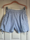 Embroidered High Rise Cotton Poplin Shorts