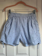 Embroidered High Rise Cotton Poplin Shorts