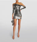 Mugler Metallic Impossible Neckline Mini Dress