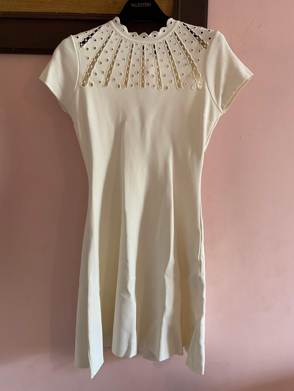 ivory eyelet cutout mini dress