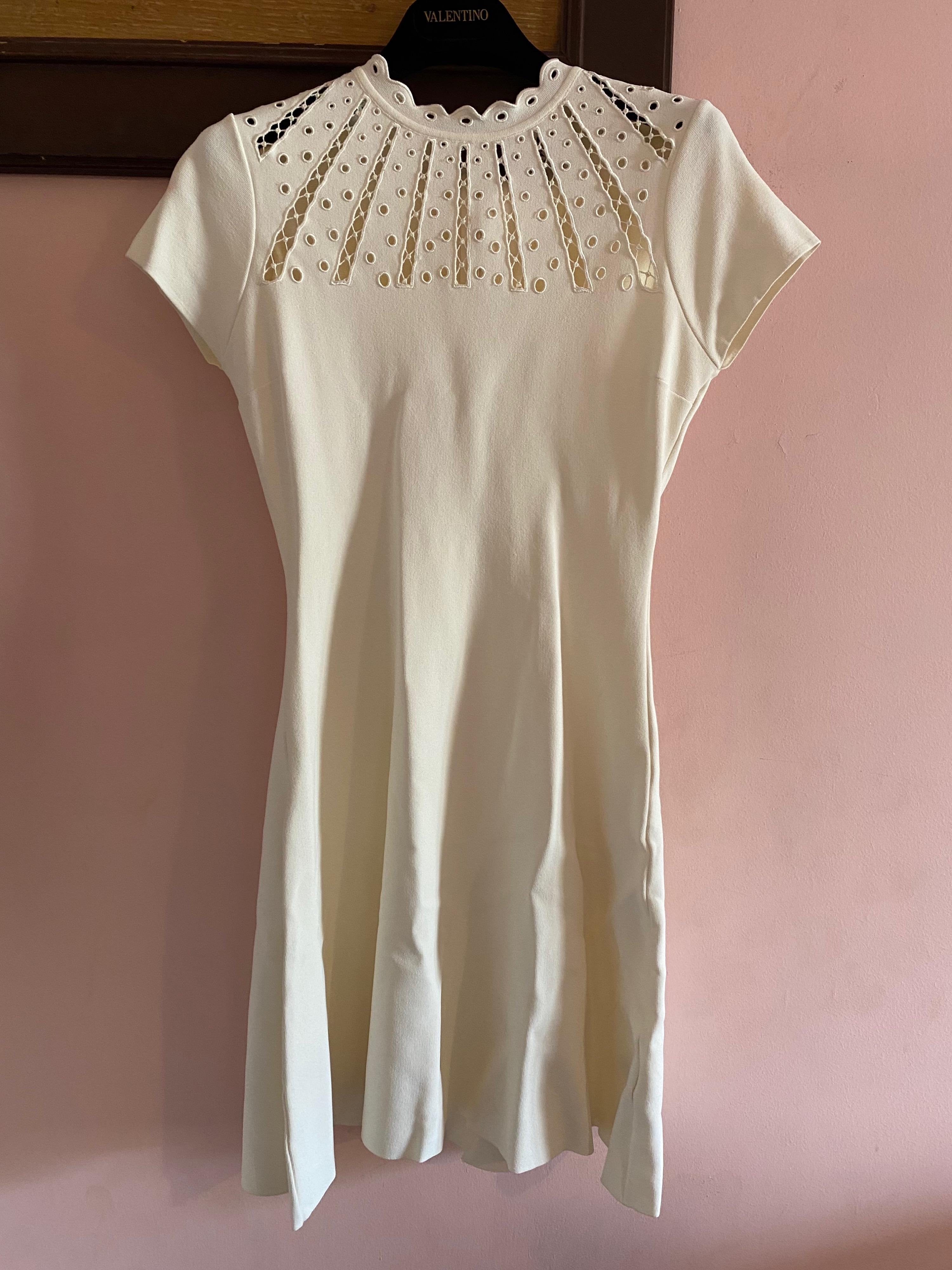 ivory eyelet cutout mini dress