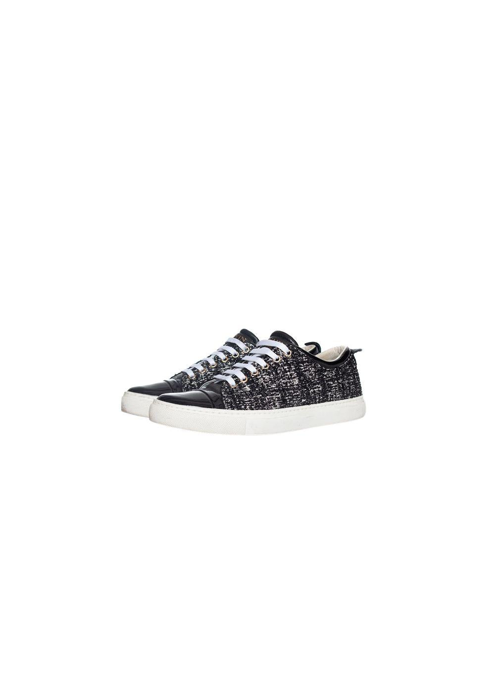 Black & white tweed low top trainers