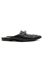 Hermes Black Leather Oz Flat Mules