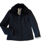 Burberry Black Quilted Jacket With Detachable Fur Collar