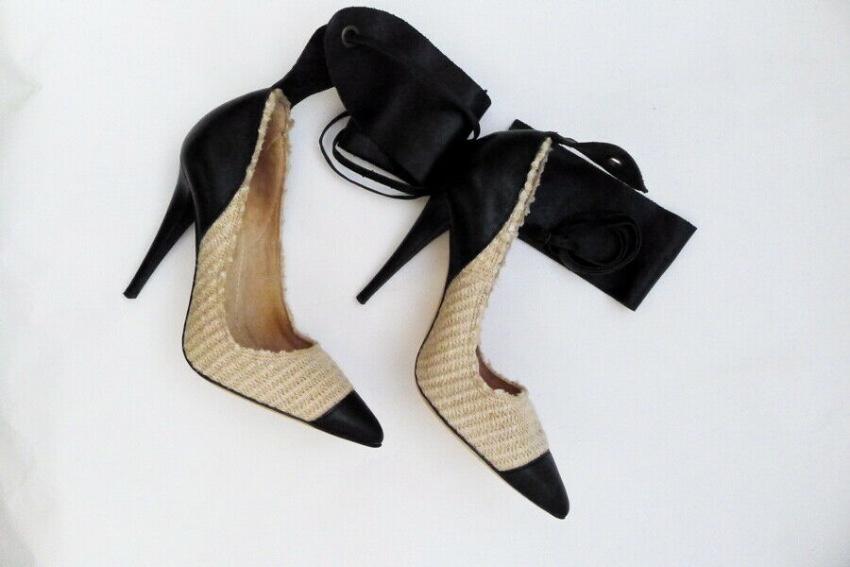 Isabel Marant Gava cotton-raffia and leather pumps