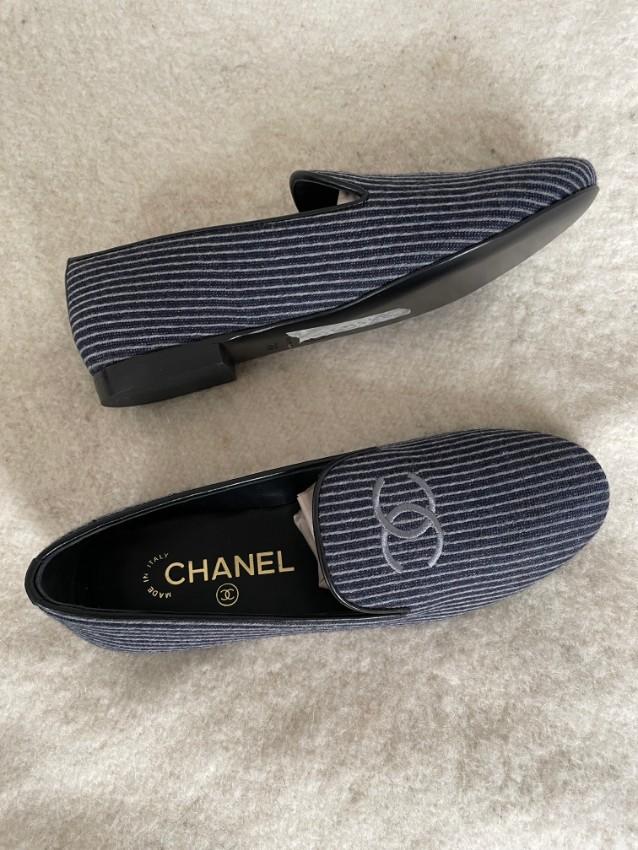 Chanel Striped Room Service CC Loafers