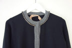 No.21 Crystal Trimmmed Black Wool Cardigan