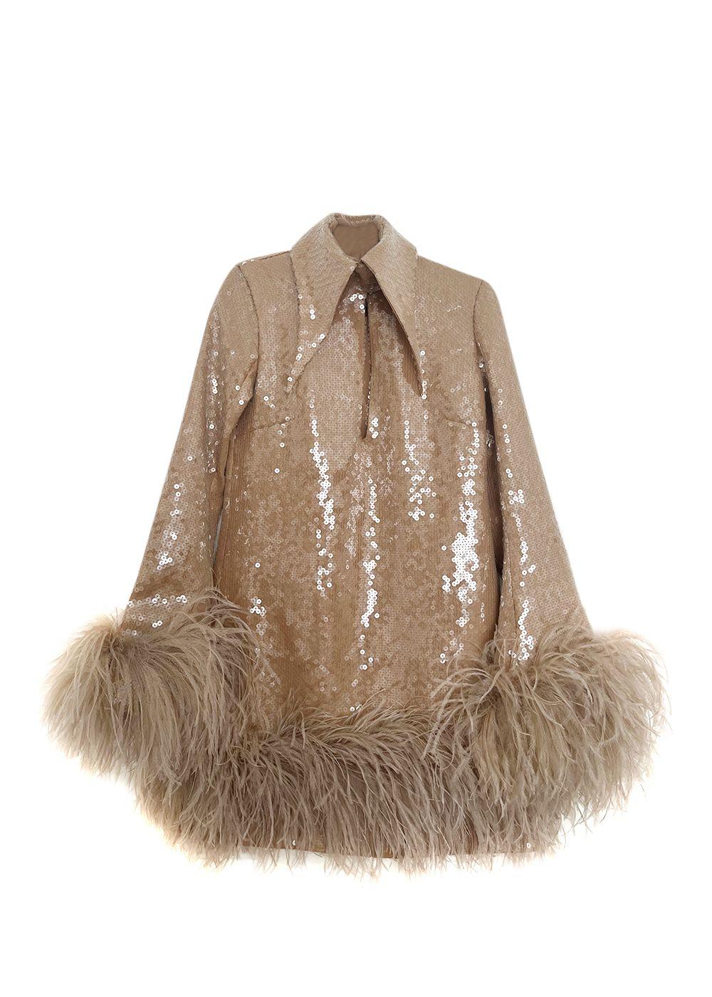 16Arlington Beige Sequin Michelle Mini Dress