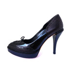 Gucci Black Riddle Leather Platform Heels