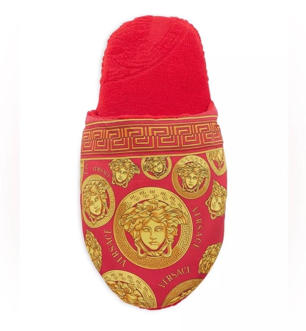 Versace Red Medusa Print Slippers