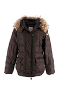 Moncler Brown Puffer Jacket with Fur Trim
