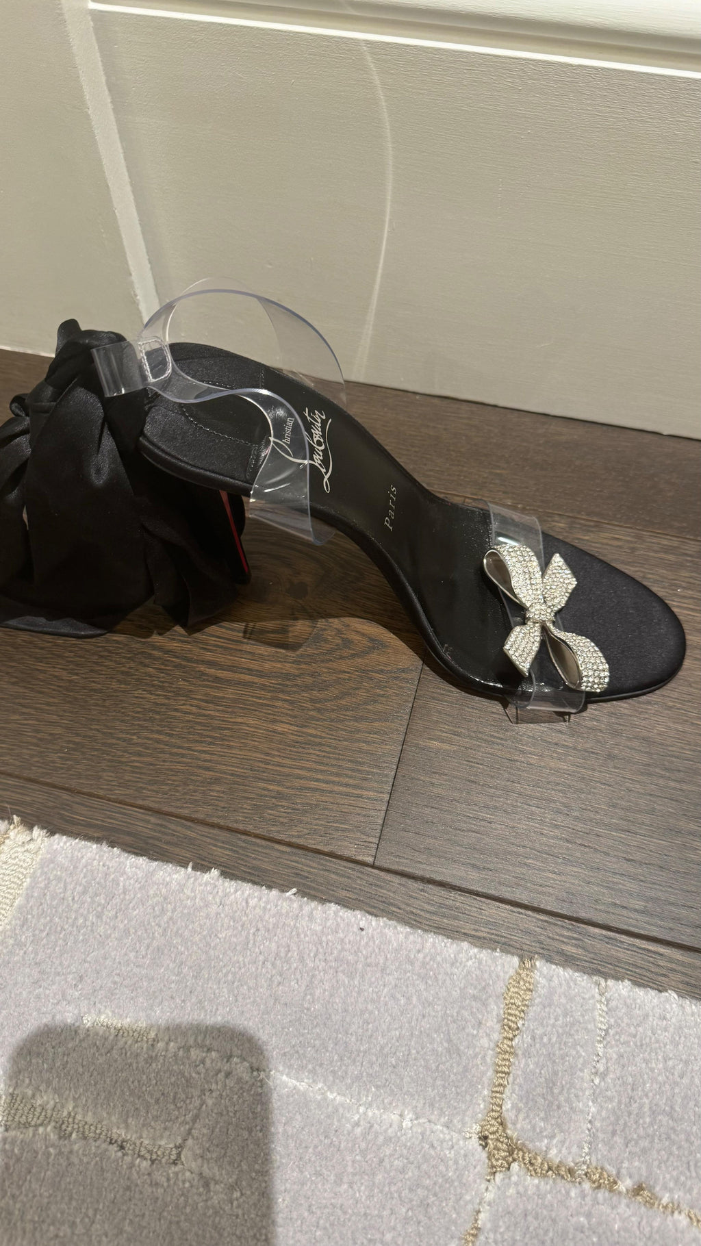 Christian Louboutin Black Crystal Bow  Astrinodo Sandals