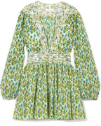 Zimmermann Green Golden Plisse Mini Dress
