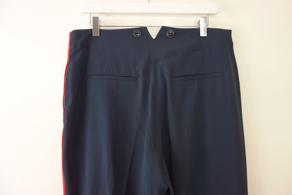 Navy Tailored Trousers with Red Side Stripe
