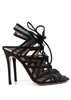 Gianvito Rossi Black Ruffled Lace-Up Sandals