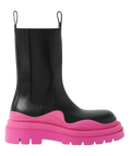 Bottega Veneta Pink Tire Rubber-trimmed Leather Chelsea Boots