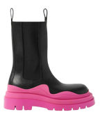 Bottega Veneta Pink Tire Rubber-trimmed Leather Chelsea Boots