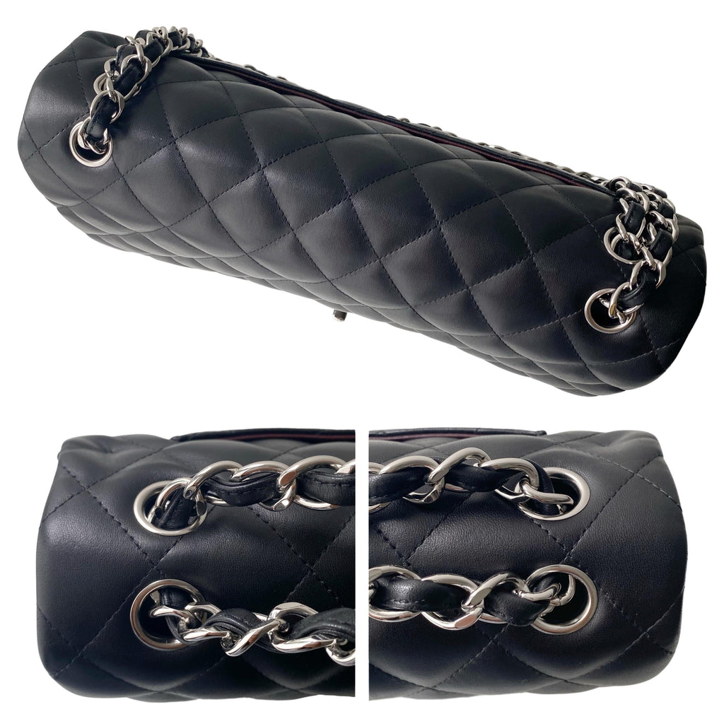 Black Lambskin Jumbo Double Flap Bag