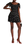 Valentino Black and White Polka Dot Ruched Mini Dress