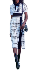 Runway Plaid Tweed Midi Dress