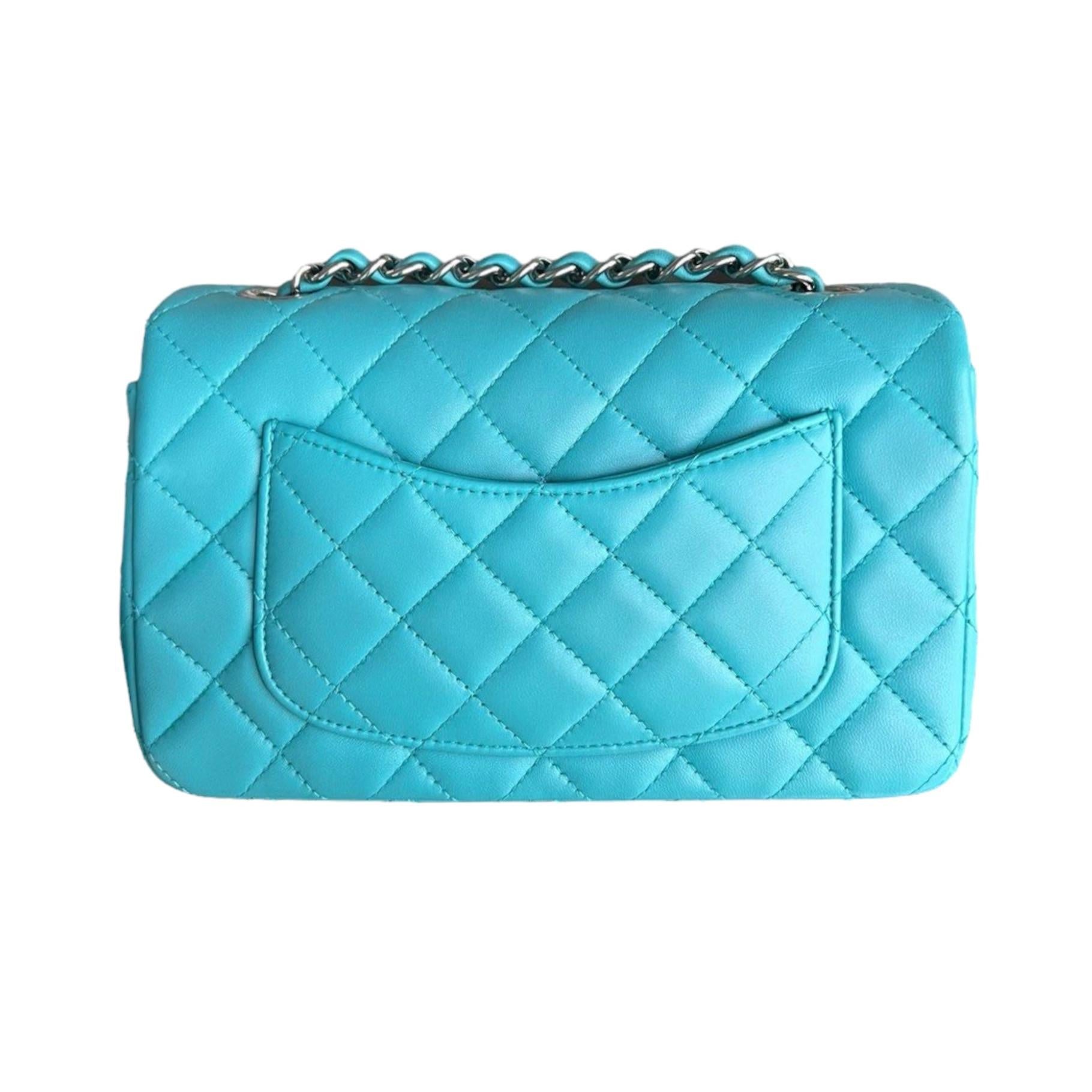 Turquoise Mini Quilted Classic Flap