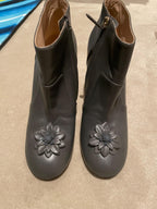 Chanel Grey Ankle Boots with Floral Applique Detail