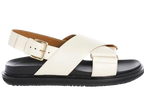 Marni Ivory Leather Flat Sandals