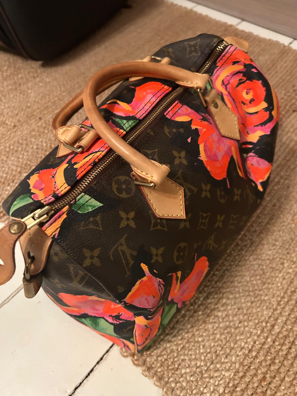 Stephen Sprouse Multicolor Monogram Roses Coated Canvas Speedy 30