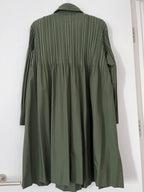 Khaki Double Breasted Pleated Coat
